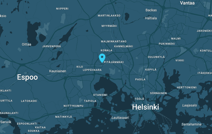 Kartta, jossa näkyy pakastuksen sijainti. Pakastus sijaitsee Pitäjänmäessä. 